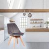Lot de 4 chaises de salle à manger scandinaves - Loisir moderne en velours de Siglo - Chaises rétro en bois de hêtre massif en tulipe - Gris