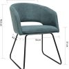 41kIyYV284L._AC_.jpg By Demeyere « Dalia » Chaise de Salle à Manger Moderne en Tissu Bleu et Pieds Luge en métal Noir avec accoudoir 54x62x78,5 cm
