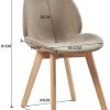EGGREE Lot de 4 Chaises de Salle à Manger Scandinave Chaises en Tissu Lin, Chaise de Salon Design Rétro avec Jambe de Bois de Hêtre Massif, Gris