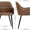 SONGMICS Lot de 2 Chaise de Salle à Manger, Fauteuil, Siège Moderne rembourrée, avec Dossier, revêtement en PU Vintage, Charge 110 kg, pour Salle à Manger, Marron LDC085K02