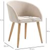 HOMCOM Chaises de Visiteur Design scandinave - Lot de 2 chaises - Pieds inclinés effilés Bois Caoutchouc - Assise Dossier accoudoirs ergonomiques Aspect Lin Beige