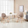 EGGREE Lot de 4 Chaises de Salle à Manger Scandinave Chaises en Tissu Lin, Chaise de Salon Design Rétro avec Jambe de Bois de Hêtre Massif, Gris