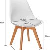 VADIM Chaise Blanche Scandinave Lot de 4, Chaises Salle a Manger avec Pieds en Bois Massif pour Salon, Salle à Manger, Cuisine,Bureau