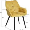 MEUBLE COSY Lot de 2 Chaise Salle à Manger Scandinaves en Velours Jaune Fauteuil Salon Design avec Accoudoirs, 56x59x75cm