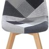 IDMarket - Lot de 6 chaises SARA Gris foncé, Gris Clair, Blanc, Noir et patchworks Noirs, Gris et Blancs