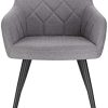 EUGAD Lot de 6 Chaises Salle à Manger Design Rétro Assise en Lin Pieds en Métal Gris Clair Chaises de Cuisine 0641BY-6