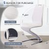 Lot de 2 chaises de salle à manger modernes rembourrées en cuir synthétique avec cadre en métal Charge 330 lb Blanc
