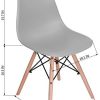 Lot de 6 chaises de salle à manger Mübbles Moderne du milieu du siècle Chaise de cuisine en plastique avec pieds en bois pour salle à manger, chambre à coucher, salon gris
