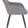 EUGAD Lot de 6 Chaises Salle à Manger Design Rétro Assise en Lin Pieds en Métal Gris Clair Chaises de Cuisine 0641BY-6