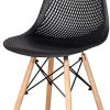 BenyLed Lot de 4 Chaises en Plastique Creuses Simples et Modernes, Chaise de Loisirs à la Maison, Chaises de Salle à Manger Minimalistes Modernes (Noir)