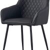 Lot de 2 chaises de salon, salle à manger en PU - Couleur au choix - Design rétro - Chaise avec dossier - Pieds en métal - Noir