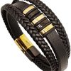 41um5IXKcDL._AC_.jpg Générique 51 Lilo's/Bracelet en Cuir Véritable Tressé Aimanté Multi Tissé et Acier Inoxydable Noir et Doré Couleur Or | Bijoux de Poignet Elégant | Idée Cadeau Jeune Homme Coffret Anniversaire