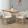 HOMCOM Chaises de Visiteur Design scandinave - Lot de 2 chaises - Pieds inclinés effilés Bois Caoutchouc - Assise Dossier accoudoirs ergonomiques Aspect Lin Beige