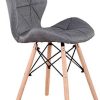 Injoy Life Lot de 4 chaises de salle à manger modernes avec pieds en bois massif, style rétro, en tissu de lin pour salon, salle à manger, chambre à coucher, bureau, café