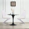 Lot de 2 chaises de salle à manger modernes rembourrées en cuir synthétique avec cadre en métal Charge 330 lb Blanc