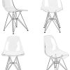 Lot de 4 Ghost Chaises en Polycarbonate, Acier pour Salle à Manger, Salon, Bureau, 40 x 46 x 86 cm, Transparent
