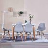 Lot de 6 chaises de salle à manger Mübbles Moderne du milieu du siècle Chaise de cuisine en plastique avec pieds en bois pour salle à manger, chambre à coucher, salon gris