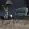 51-uP8gd7kL._AC_.jpg By Demeyere « Dalia » Chaise de Salle à Manger Moderne en Tissu Bleu et Pieds Luge en métal Noir avec accoudoir 54x62x78,5 cm