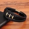 5107iv5oIXL._AC_.jpg Générique 51 Lilo's/Bracelet en Cuir Véritable Tressé Aimanté Multi Tissé et Acier Inoxydable Noir et Doré Couleur Or | Bijoux de Poignet Elégant | Idée Cadeau Jeune Homme Coffret Anniversaire