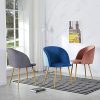 EGGREE Chaises Salle à Manger en Tissu Velours Rétro Fauteuil Rembourré Scandinaves,Pieds en Métal,Rose