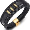 511nN9rKNxL._AC_.jpg Générique 51 Lilo's/Bracelet en Cuir Véritable Tressé Aimanté Multi Tissé et Acier Inoxydable Noir et Doré Couleur Or | Bijoux de Poignet Elégant | Idée Cadeau Jeune Homme Coffret Anniversaire