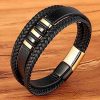 514ajuiul6L._AC_.jpg Générique 51 Lilo's/Bracelet en Cuir Véritable Tressé Aimanté Multi Tissé et Acier Inoxydable Noir et Doré Couleur Or | Bijoux de Poignet Elégant | Idée Cadeau Jeune Homme Coffret Anniversaire
