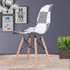 Lot de 4 chaises de salle à manger en mosaïque de style scandinave moderne avec patchwork et chaises en bois massif de style scandinave (noir)