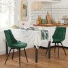 SONGMICS Lot de 2 Chaises de salle à manger, Siège moderne, rembourrées, avec pieds en métal, surface en velours lisse, Vert LDC084C01
