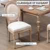 51A0QhkyxsL._AC_.jpg HOMCOM Lot de 2 chaises de Salle à Manger - Chaise de Salon médaillon Style Louis XVI - Bois Massif sculpté, patiné - Aspect Lin Beige