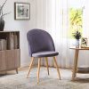GOLDFAN Lot de 4 Chaises en Velours Moderne Chaise de Cuisine Chaise de Salle à Manger Chaise de Salon avec Pieds en Métal, Gris