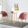 EGGREE Chaises Salle à Manger en Tissu Velours Rétro Fauteuil Rembourré Scandinaves,Pieds en Métal,Rose