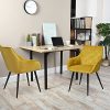 MEUBLE COSY Lot de 2 Chaise Salle à Manger Scandinaves en Velours Jaune Fauteuil Salon Design avec Accoudoirs, 56x59x75cm