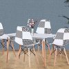 Lot de 4 chaises de salle à manger en mosaïque de style scandinave moderne avec patchwork et chaises en bois massif de style scandinave (noir)
