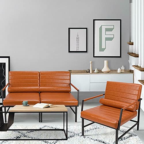 étude BlueOcean Furniture Lot de 2 chaises d'appoint en cuir synthétique avec pieds en métal rembourrés pour canapé chambre balcon salon