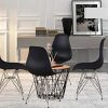 Lot de 4 chaises de salle à manger modernes de style européen avec pieds en bois et peinture respectueuse de l'environnement, noir, blanc (noir)