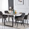 Greneric - 1 chaise de salle à manger en tissu velours avec dossier, pieds en métal noir, design retro, accoudoirs - Gris