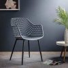 51Gz6NO2shL._AC_.jpg IDIMEX Lot de 4 chaises Lucia pour Salle à Manger ou Cuisine au Design Retro avec accoudoirs, Coque en Plastique Gris et 4 Pieds en métal laqué Noir