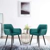 51H0QUN09L._AC_.jpg Lot de 2 chaises de salle à manger en velours - Avec accoudoirs et pieds en métal - Pour la salle à manger, le salon, la chambre à coucher - Charge maximale : 115 kg - Vert
