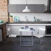Versa Andrea Set de Table et Deux chaises pour Cuisine, terrasse, Jardin, Balcon ou Salle à Manger, Table et chaises, Dimensions (H x l x L) 80 x 70 x 100 cm, Métal et PVC, Couleur Blanc