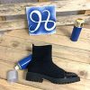 Angkorly - Chaussure Mode Bottine Botte Chaussette Slip-on Souple Femme Verni Maille Extensible Talon Bloc 4 CM