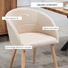 HOMCOM Chaises de Visiteur Design scandinave - Lot de 2 chaises - Pieds inclinés effilés Bois Caoutchouc - Assise Dossier accoudoirs ergonomiques Aspect Lin Beige