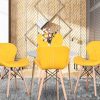 EDLMH Lot de 4 chaises de salle à manger au design moderne et ergonomique avec pieds en bois de hêtre naturel pour salle à manger, bureau, salon, cuisine (4, jaune polyuréthane)