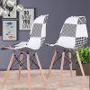 Lot de 4 chaises de salle à manger en mosaïque de style scandinave moderne avec patchwork et chaises en bois massif de style scandinave (noir)