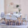 Lot de 6 chaises de salle à manger Mübbles Moderne du milieu du siècle Chaise de cuisine en plastique avec pieds en bois pour salle à manger, chambre à coucher, salon gris
