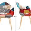 VADIM Lot de 2 chaises de Salle à Manger en Patchwork, chaises de Salon, fauteuils Multicolores avec Dossier en Lin, Tissu et Bois, Style Pieds en métal, Multicolore