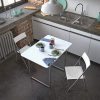 Versa Andrea Set de Table et Deux chaises pour Cuisine, terrasse, Jardin, Balcon ou Salle à Manger, Table et chaises, Dimensions (H x l x L) 80 x 70 x 100 cm, Métal et PVC, Couleur Blanc