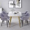 Lot de 2 Chaises de Salle à Manger Chaise Velours Chaises Scandinaves Fauteuil Chaise de Cuisine Rembourrée en Tissu Chaise de Salon Rétro, Gris