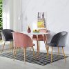 EGGREE Chaises Salle à Manger en Tissu Velours Rétro Fauteuil Rembourré Scandinaves,Pieds en Métal,Rose