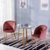 EGGREE Chaises Salle à Manger en Tissu Velours Rétro Fauteuil Rembourré Scandinaves,Pieds en Métal,Rose