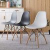Ensemble de 4 chaises de salle à manger scandinaves Chaise de salon de mode pieds en bois de hêtre massif Chaise confortable adaptée à la chambre et au salon café chaises salle manger (Gris)